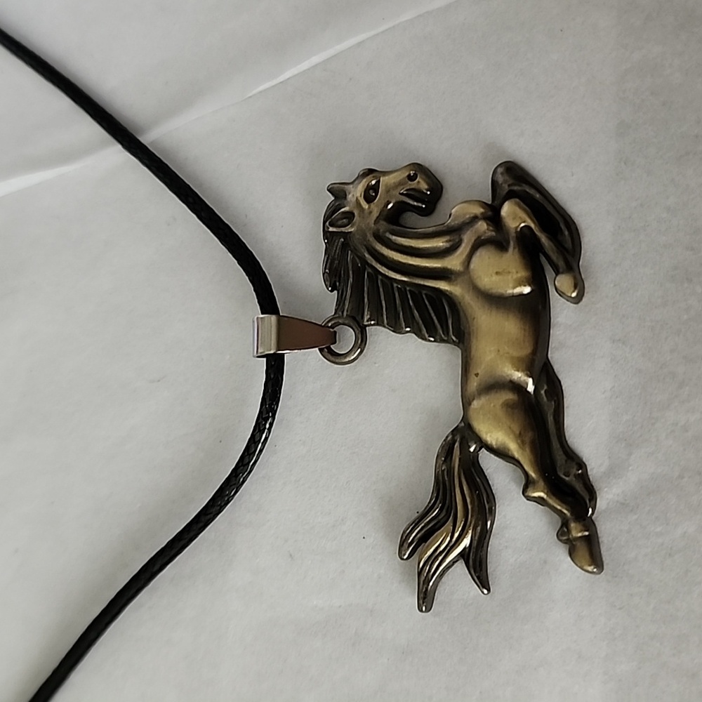 Horse Pendant New Never Worn Necklace 18 inch Leather Cord